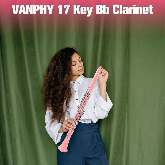 Alt view image 6 of 6 - Bb Clarinet For Beginners Students B Flat Clarinet 17 Keys Clarinet with Case Stand Strap 2 Barrels 8 Mouthpiece Cushion White Gloves(Pink)