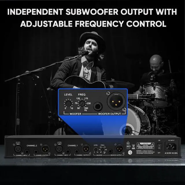 Alt view image 6 of 7 - Stereo Graphic Equalizer 15-Band EQ for Home Audio System, Rack Mount Dual Channel Pro DJ Equalizer with Subwoofer Output, Noise Reduction (EQX-215S)