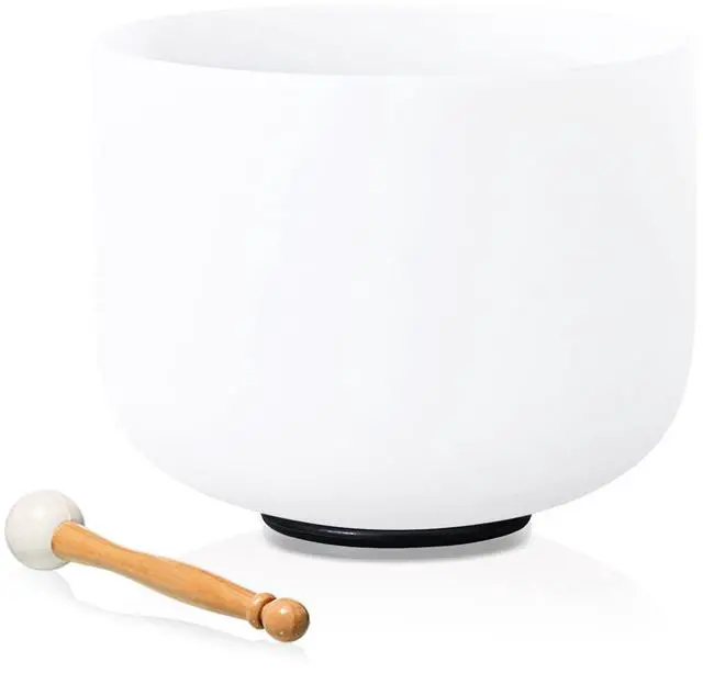 Main image of 528 Hz 8 Inch C Note Root Chakra Crystal Singing Bowl | Frosted Quartz Bowl, Sound Healing Meditation,Mindfulness,Relaxation, Includes 2 Case Bags and Rubber Mallets