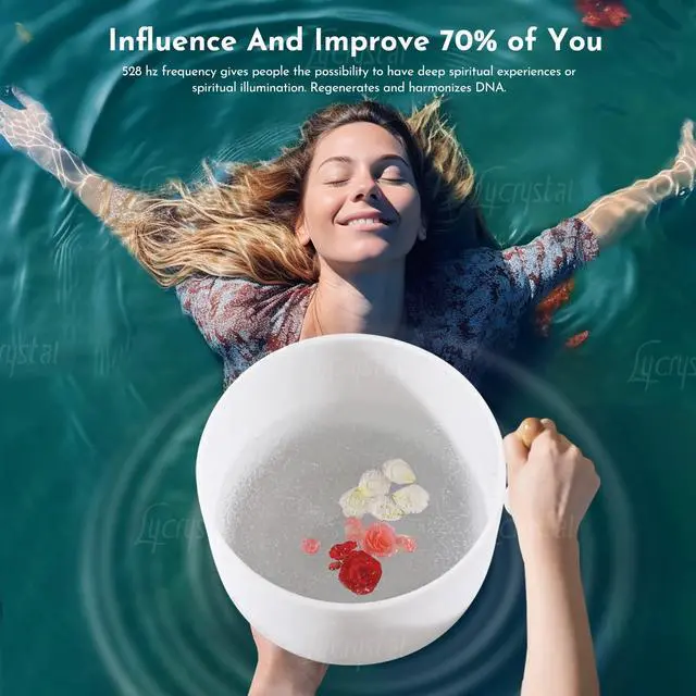 Alt view image 2 of 6 - 528 Hz 8 Inch C Note Root Chakra Crystal Singing Bowl | Frosted Quartz Bowl, Sound Healing Meditation,Mindfulness,Relaxation, Includes 2 Case Bags and Rubber Mallets