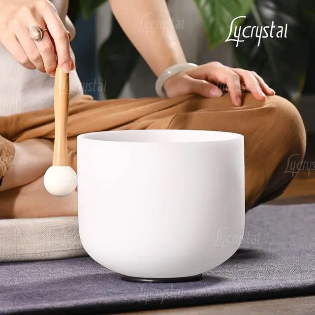 Alt view image 5 of 6 - 528 Hz 8 Inch C Note Root Chakra Crystal Singing Bowl | Frosted Quartz Bowl, Sound Healing Meditation,Mindfulness,Relaxation, Includes 2 Case Bags and Rubber Mallets