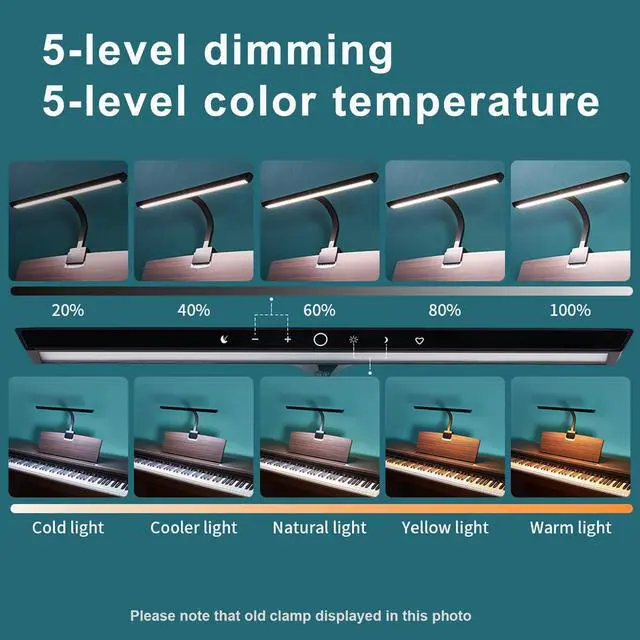 Alt view image 3 of 7 - Piano Light for Digital Piano and Grand Piano, Professional Led Clip lamp with Ambient Light, Favorite Mode,Piano Lamps for Sheet Music, Eye-Care 5 Levels Color Temperatures 5 Levels Dimming