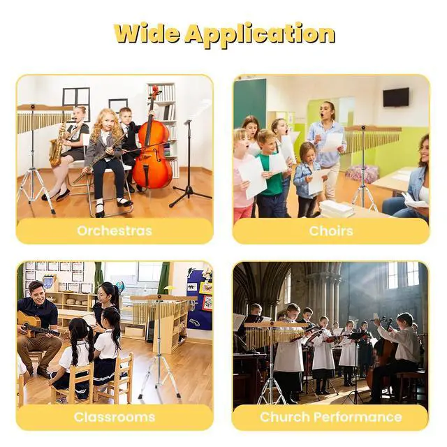Alt view image 7 of 7 - 36-Bar Chimes Percussion 36 Notes Musical Instruments Single-Row Wind Chimes with 2.5-4FT Adjustable Stand Musical Percussion for Orchestras Choirs Classrooms Church Bands
