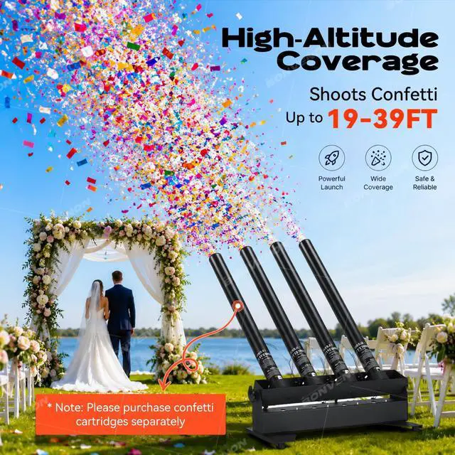 Alt view image 2 of 7 - Confetti Launcher Machine - Dual DMX512/Remote Control, 180° Adjustable Angle, No CO2 Tank Needed - Professional Confetti Blower for Wedding, DJ, Stage Show, Club Party