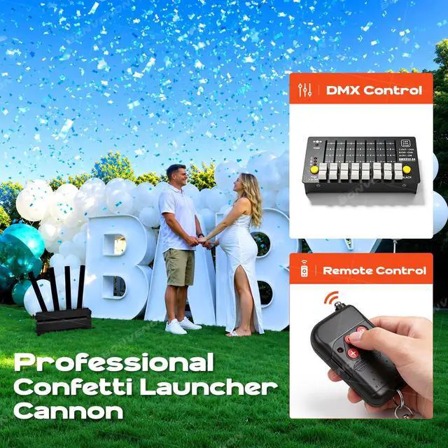 Alt view image 4 of 7 - Confetti Launcher Machine - Dual DMX512/Remote Control, 180° Adjustable Angle, No CO2 Tank Needed - Professional Confetti Blower for Wedding, DJ, Stage Show, Club Party