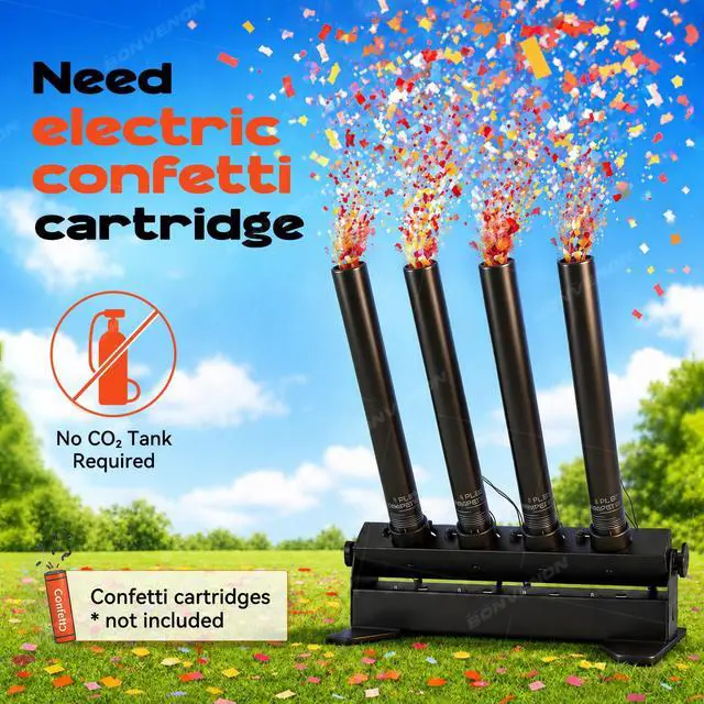 Alt view image 5 of 7 - Confetti Launcher Machine - Dual DMX512/Remote Control, 180° Adjustable Angle, No CO2 Tank Needed - Professional Confetti Blower for Wedding, DJ, Stage Show, Club Party