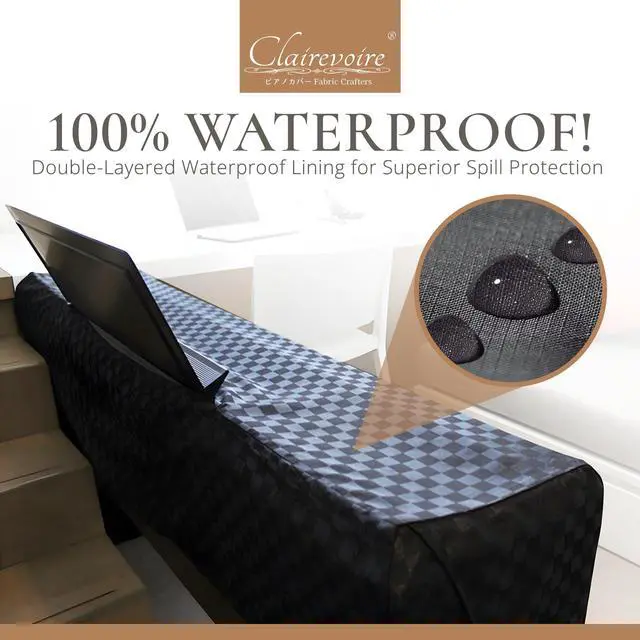 Alt view image 2 of 4 - Digital Piano Cover for Yamaha - Piano Keyboard for P143, P225, P223, P145, P143, P125a, P125, P115, P105, P71, P45, Kawai ES120, PX150, Roland F-20 & More, Keyboard Cover, Ebony Black
