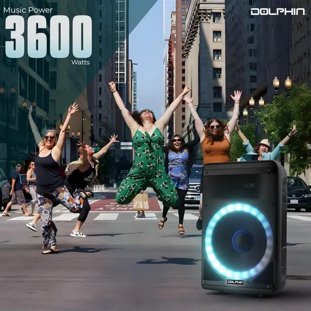 Alt view image 4 of 7 - BoxParty 1600: 15" High Powered Bluetooth Party Speaker Deep Bass, Loud Sound System with LED Lights, Includes Microphone and Remote Control