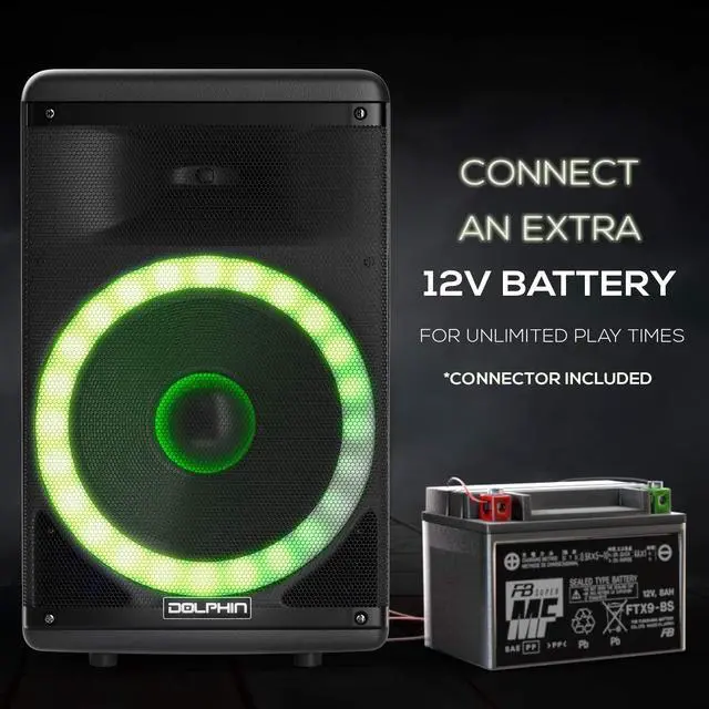 Alt view image 6 of 7 - BoxParty 1600: 15" High Powered Bluetooth Party Speaker Deep Bass, Loud Sound System with LED Lights, Includes Microphone and Remote Control
