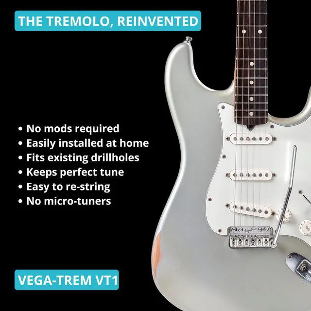 Alt view image 4 of 7 - Vega-Trem VT1 Ultra-Trem 2-Points Glossy Stratocaster Guitar Tremolo Bridge For Strat No Mods Easy Installation (Glossy, Right)