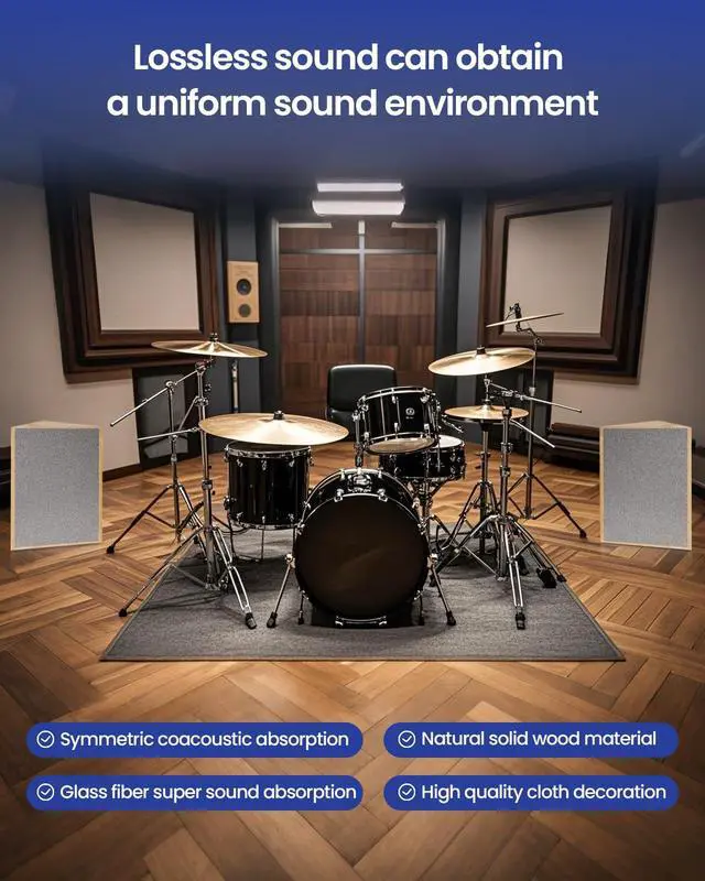 Alt view image 5 of 7 - 2 Pack Bass Traps,24" X 12" Wooden Bass Traps Corner,Large Sound Echo Absorbers,Low Frequency Trap Standing Wave Acoustic Treatment for Home Studio,Listening Room or Theater