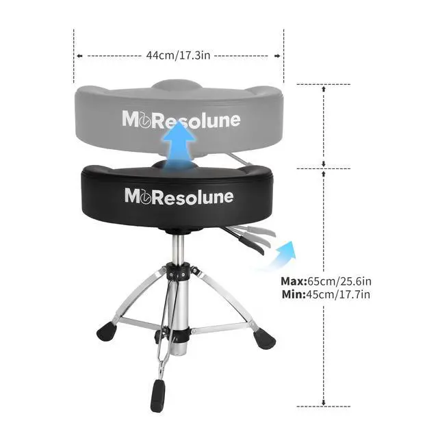 Alt view image 3 of 7 - Hydraulic Drum Throne, Saddle Drum Stool Height Adjustable | Professional Motorcycle-Style Padded Drum Chair for Adult Drummers, Percussionists, and Studio Use