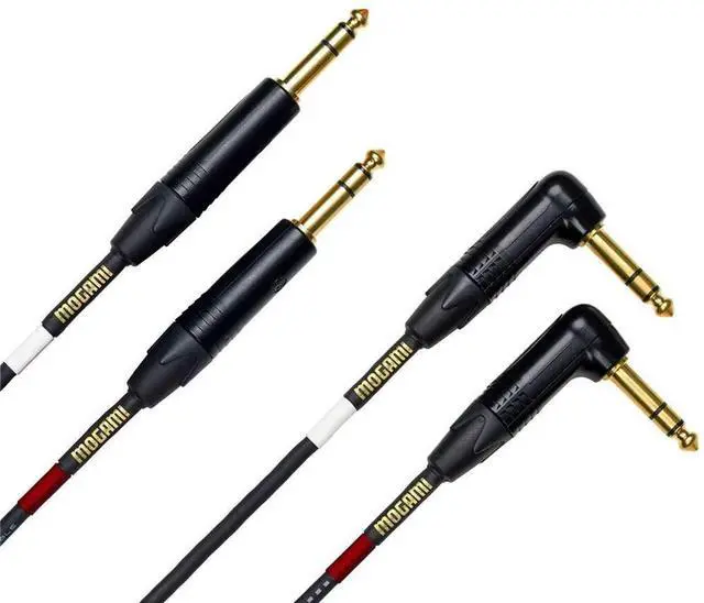 Main image of Gold Key SB-15R Balanced Stereo Keyboard Instrument Cable, 1/4" TRS Male Plugs, Gold Contacts, Dual Right Angle to Dual Straight Connectors, 15 Foot