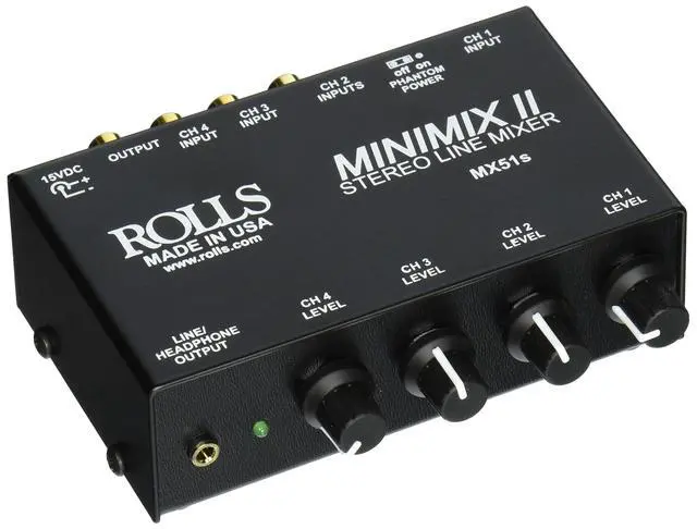 Alt view image 3 of 3 - MX51S Mini Mix 2 Four-Channel Stereo Line Mixer Black
