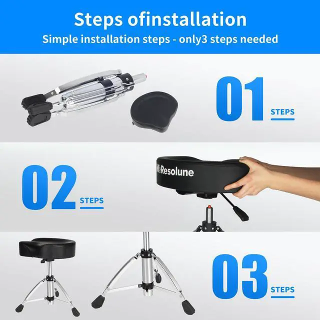Alt view image 6 of 7 - Hydraulic Drum Throne, Saddle Drum Stool Height Adjustable | Professional Motorcycle-Style Padded Drum Chair for Adult Drummers, Percussionists, and Studio Use
