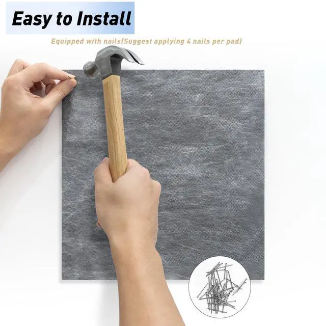 Alt view image 3 of 6 - Soundproofing PRO 24 Pack 1/8 inch Thick Mass Loaded Vinyl Soundproofing PadsFeel Like Added Wall Easy to Install(Equip Nails), High Surface Density(1.25lbs/sqft) MLV Insulation Sound Proof Pads