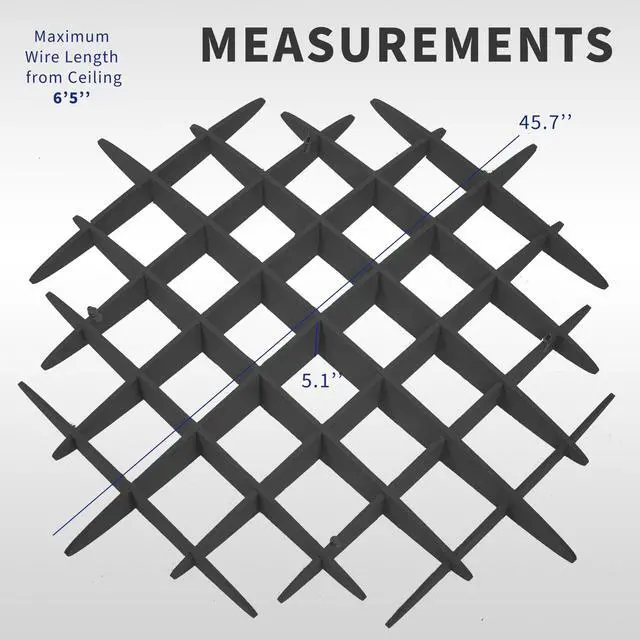 Alt view image 3 of 7 - Black Acoustic Ceiling Waffle Panel, PP-CW01B | Hexagonal Hanging Sound Absorber, Modern Noise Reduction Chandelier