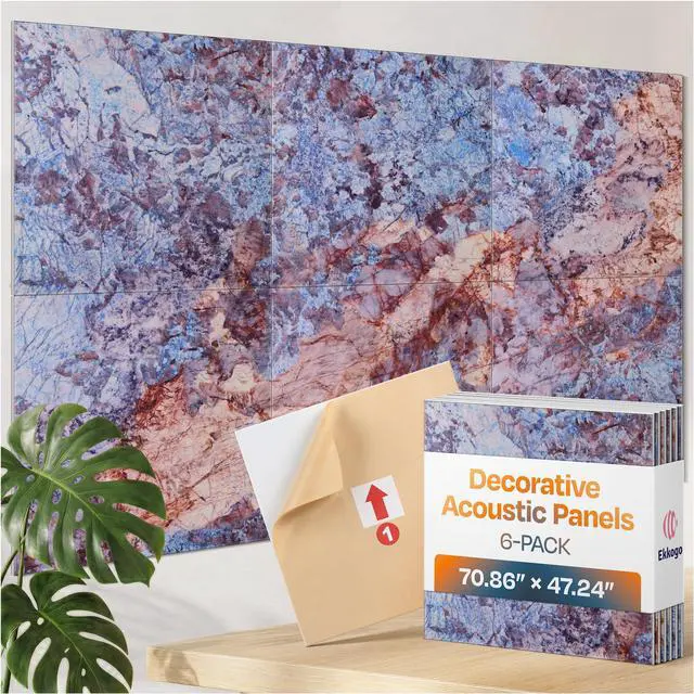 Main image of XL Acoustic Wall Panels 6-Pack Decorative Acoustic Panels High Density Sound Absorbing Wall Art 70.86X47.24 Inches with Self-adhesive for Studio Home and Office - Sonic Orbit