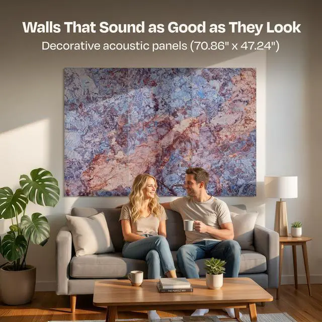 Alt view image 2 of 7 - XL Acoustic Wall Panels 6-Pack Decorative Acoustic Panels High Density Sound Absorbing Wall Art 70.86X47.24 Inches with Self-adhesive for Studio Home and Office - Sonic Orbit