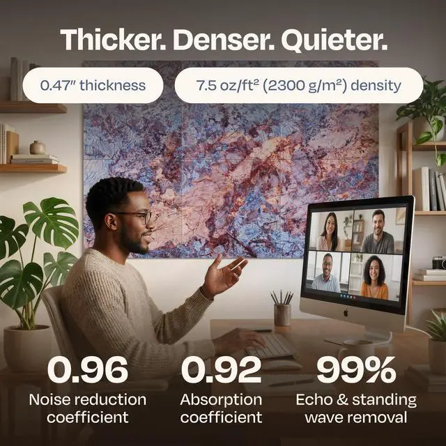 Alt view image 4 of 7 - XL Acoustic Wall Panels 6-Pack Decorative Acoustic Panels High Density Sound Absorbing Wall Art 70.86X47.24 Inches with Self-adhesive for Studio Home and Office - Sonic Orbit