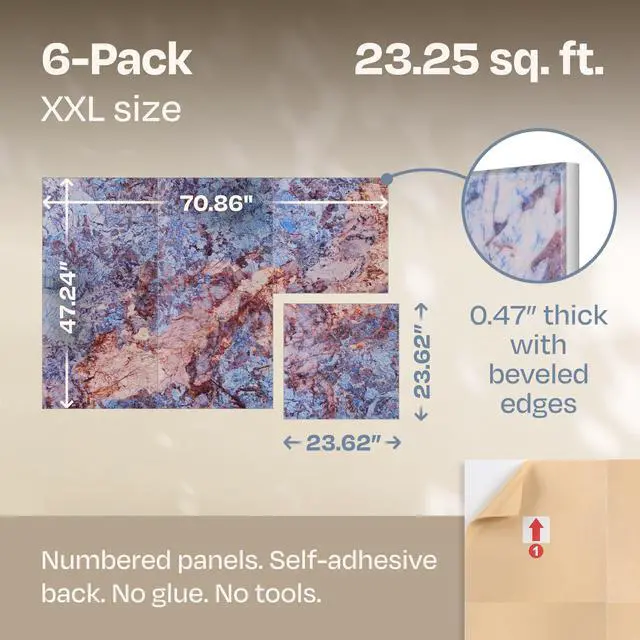 Alt view image 3 of 7 - XL Acoustic Wall Panels 6-Pack Decorative Acoustic Panels High Density Sound Absorbing Wall Art 70.86X47.24 Inches with Self-adhesive for Studio Home and Office - Sonic Orbit