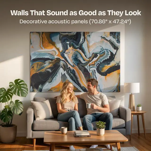 Alt view image 2 of 7 - XL Acoustic Wall Panels 6-Pack Decorative Acoustic Panels High Density Sound Absorbing Wall Art 70.86X47.24 Inches with Self-adhesive for Studio Home and Office - Echo Dunes