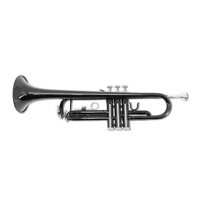 Alt view image 2 of 7 - Bb Standard Trumpet Set for Beginner or Advance Student, Brass Student Trumpet Instrument With Hard Case, 7C Mouthpiece, Cleaning Kit,White Gloves Black