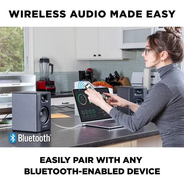 Alt view image 4 of 7 - BX4BT Pair 4.5" Wireless Bluetooth Studio Monitors and PC Speakers for Recording and Multimedia with Music Production Software