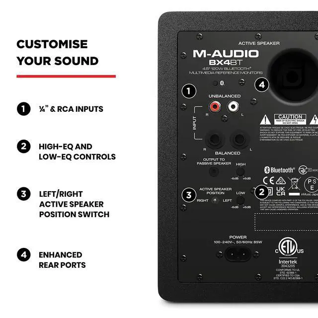 Alt view image 6 of 7 - BX4BT Pair 4.5" Wireless Bluetooth Studio Monitors and PC Speakers for Recording and Multimedia with Music Production Software