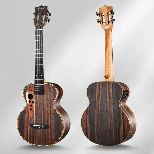 Alt view image 7 of 7 - CB904 30inch Ebony Wood Baritone Electric Ukulele | Beginner Guitar Starter Pack Bundle Gig bag, Strap, Strings Set