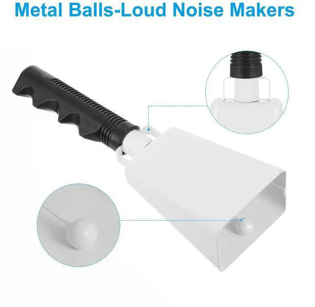 Alt view image 3 of 7 - 9inch Cow Bells for Football Games, 12pcs Cowbells for Sporting Events Bulk Loud Noise Makers Metal Cow Bell with Handle for Cheering Competition Marathon Wedding DIY Paint, White