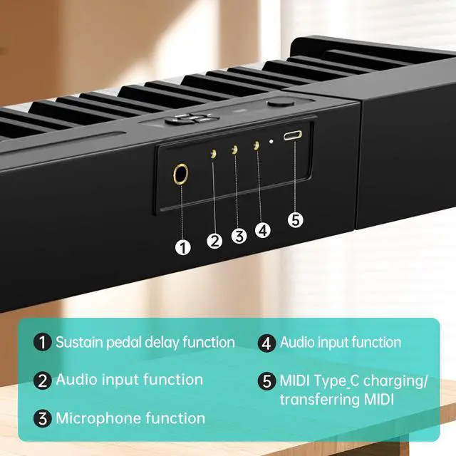 Alt view image 3 of 5 - 88 Key keyboard piano, Portable Digital Piano for Beginners,128 Tone,128 Rhythm, 20 Demo Song, with Sustain Pedal, Carrying Case, Complimentary Online Piano Lessons