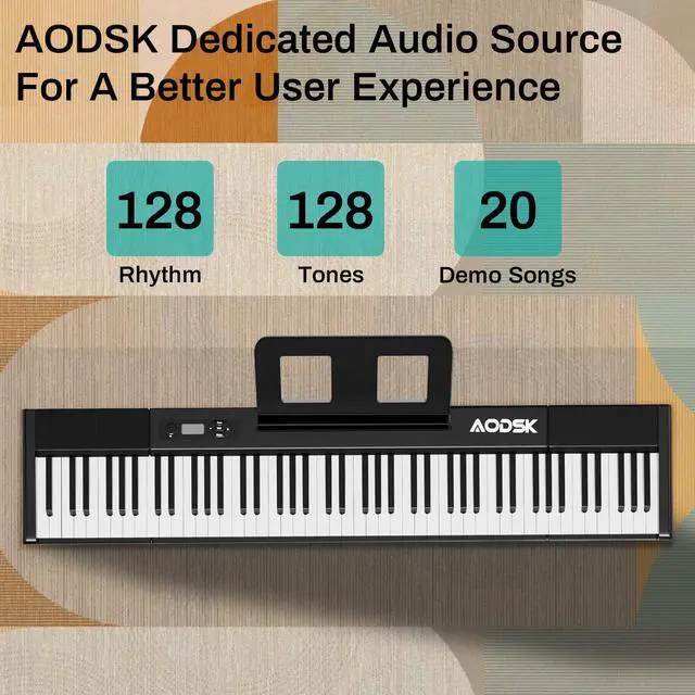 Alt view image 5 of 5 - 88 Key keyboard piano, Portable Digital Piano for Beginners,128 Tone,128 Rhythm, 20 Demo Song, with Sustain Pedal, Carrying Case, Complimentary Online Piano Lessons