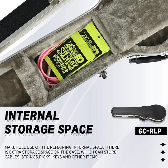 Alt view image 6 of 7 - Electric Guitar ABS Hard Case for Les Paul Guitars, GC-RLP Black | Portable Hard-Shell Case With Lock, Super Thick Case Fit for Guitar, Soft Velvet Lining Suitable Inner Design