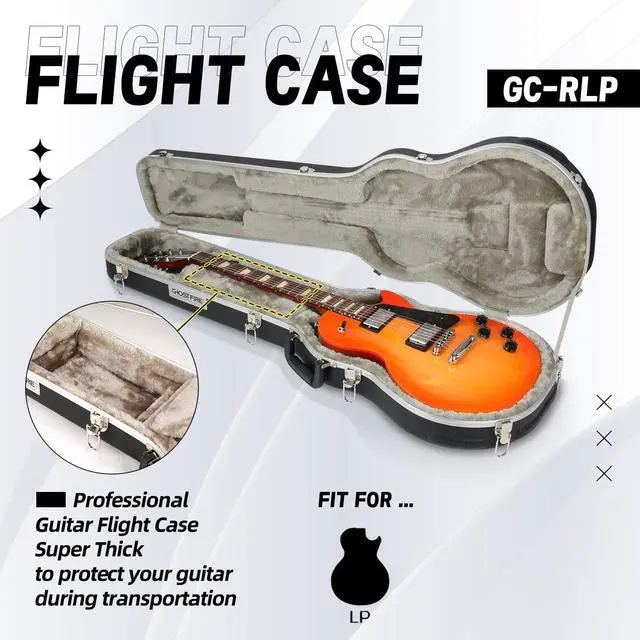 Alt view image 3 of 7 - Electric Guitar ABS Hard Case for Les Paul Guitars, GC-RLP Black | Portable Hard-Shell Case With Lock, Super Thick Case Fit for Guitar, Soft Velvet Lining Suitable Inner Design