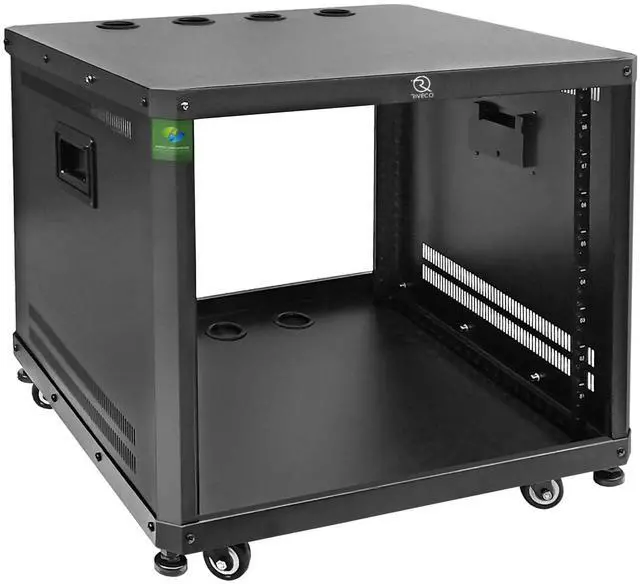 Main image of 9U Network & Audio Rack with Feet & Wheels, Obtuse Angel Server Rack Cabinet, Rolling Studio Rack Case with Adjustable Depth Rails for 19" Stereo Recording & IT Equipment Mounting 1PCS