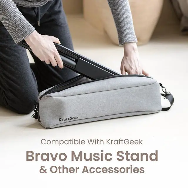 Alt view image 6 of 7 - 66" Portable Music Stand Kit for Music Sheet, Travel Music Stand Full Set Includes Carry Bag, Light, Phone Mount