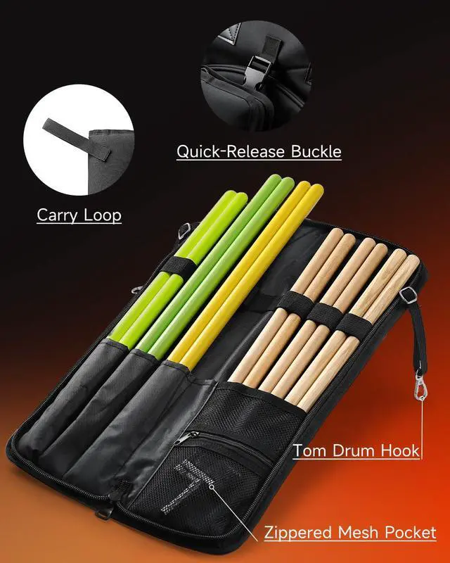 Alt view image 4 of 7 - Cymbal Bag with Drumstick Bag, Cymbal Backpack with Handle and Hideable Dual Shoulder Straps, Holds 6 Cymbals and 6 Drum Sticks, Fits Ride up to 24 Inch