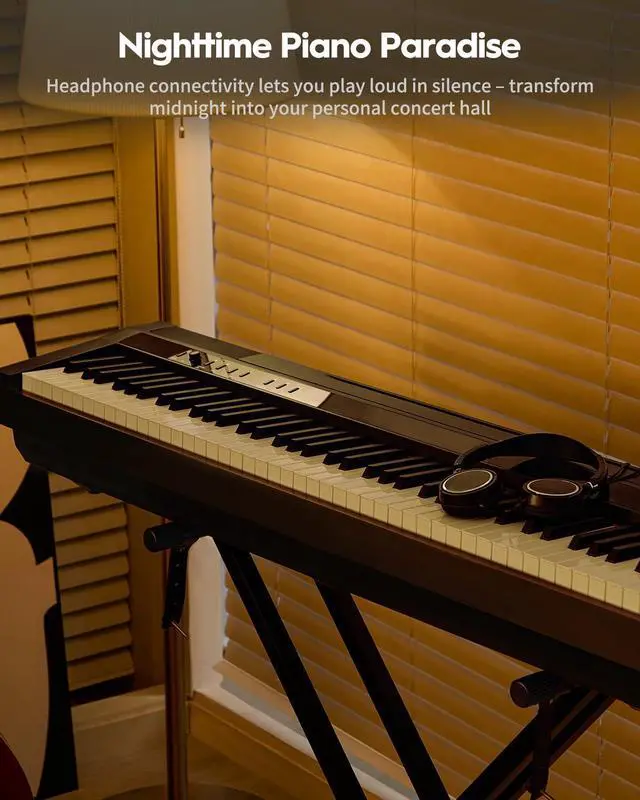 Alt view image 7 of 7 - Digital Piano 88 Key Full Size Weighted Keyboard, Hammer-Action Portable Electric Piano For Beginner Adults, Bundle With Sustain Pedal, Piano Stickers, Music Rest, Black, SDP-P7