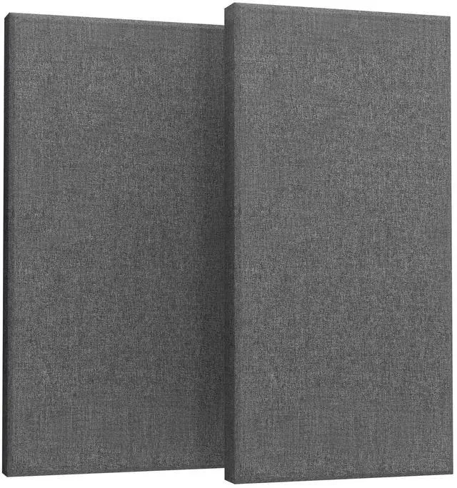 Main image of 2 Thick Acoustic Panels with Hanging Hardware, 2 PCS 47.2 x 23.6 Fiberglass Sound Absorbing Panels for Home Theater Church Office Wall,Heather Grey