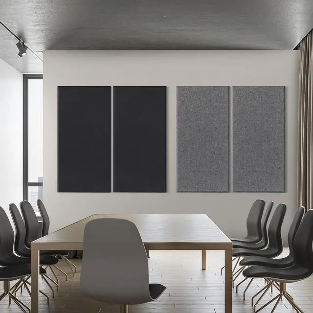Alt view image 2 of 6 - 2 Thick Acoustic Panels with Hanging Hardware, 2 PCS 47.2 x 23.6 Fiberglass Sound Absorbing Panels for Home Theater Church Office Wall, Black