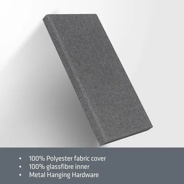 Alt view image 6 of 6 - 2 Thick Acoustic Panels with Hanging Hardware, 2 PCS 47.2 x 23.6 Fiberglass Sound Absorbing Panels for Home Theater Church Office Wall,Heather Grey