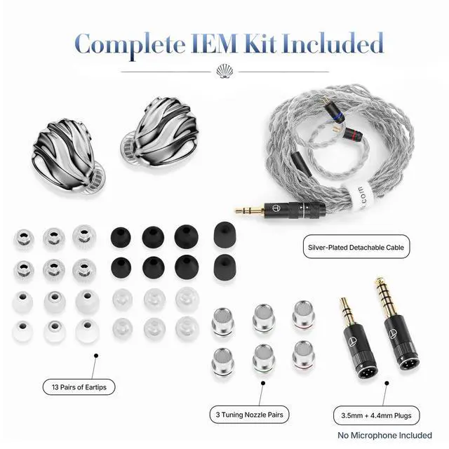 Alt view image 6 of 7 - TRN Shell 3DD+1 Planar Hybrid in Ear Monitor, HiFi IEM Earbuds | 3 Tuning Nozzle Pairs, Silver-Plated IEM Cable, 3.5mm and 4.4mm Plugs, Balanced Sound, for Musicians and Audiophiles