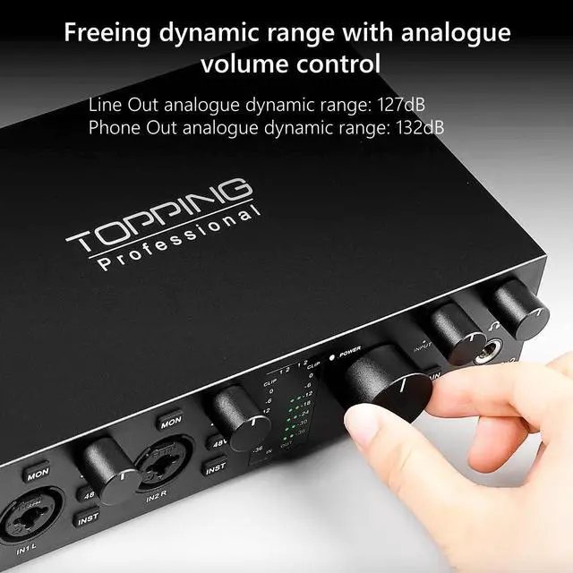 Alt view image 4 of 7 - E2X2 USB Audio Interface - High-Performance Mixer & Recording Interface for PC, Mac, iPhone & Android - Ultra-Linear Preamp, 48V Phantom Power, Low Noise, Real-Time Monitoring (Black)