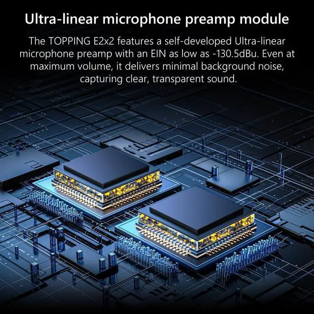 Alt view image 6 of 7 - E2X2 USB Audio Interface - High-Performance Mixer & Recording Interface for PC, Mac, iPhone & Android - Ultra-Linear Preamp, 48V Phantom Power, Low Noise, Real-Time Monitoring (Black)