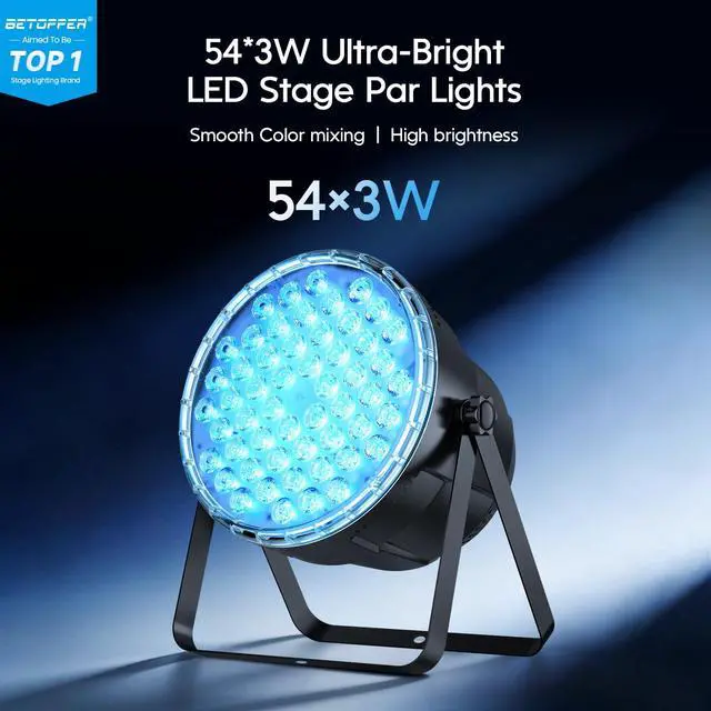 Alt view image 2 of 7 - 54x3W RGB LED Stage Par Lights with Remote Control, 8 Pack | Ultra-Bright LED Panel,One-piece die cast housing,Cooling system,Full RGB Color Mixing,Auto/Sound/DMX512/Master-slave Mode