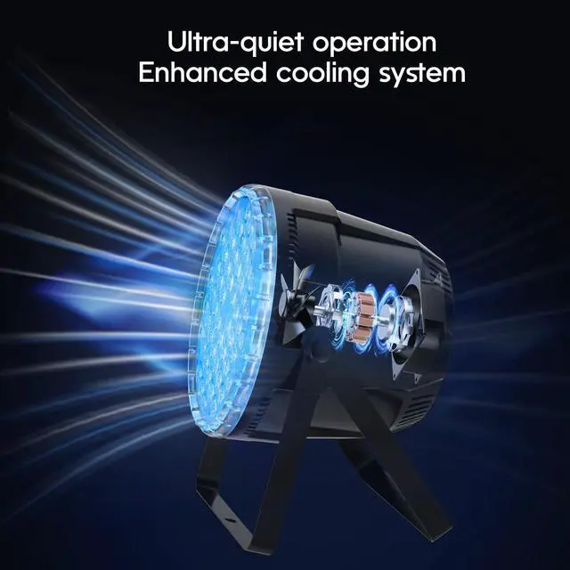 Alt view image 6 of 7 - 54x3W RGB LED Stage Par Lights with Remote Control, 8 Pack | Ultra-Bright LED Panel,One-piece die cast housing,Cooling system,Full RGB Color Mixing,Auto/Sound/DMX512/Master-slave Mode