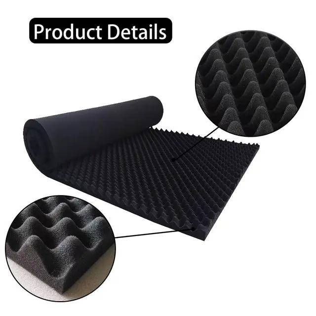 Alt view image 2 of 6 - Egg Crate Acoustic Foam Panel, 48"x24"x2", Black, 4-Pack | Sound Proof, For Walls/Recording Studios/KTV