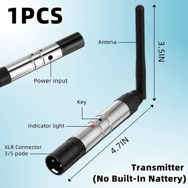Alt view image 4 of 6 - 8 Pcs Wireless DMX 512 Transmitter and Receivers - DJ 2.4g Wireless DMX Light Controller for LED Stage Dj Lights Disco Party Bar Lighting