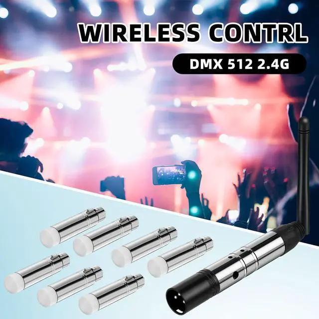 Alt view image 6 of 6 - 8 Pcs Wireless DMX 512 Transmitter and Receivers - DJ 2.4g Wireless DMX Light Controller for LED Stage Dj Lights Disco Party Bar Lighting